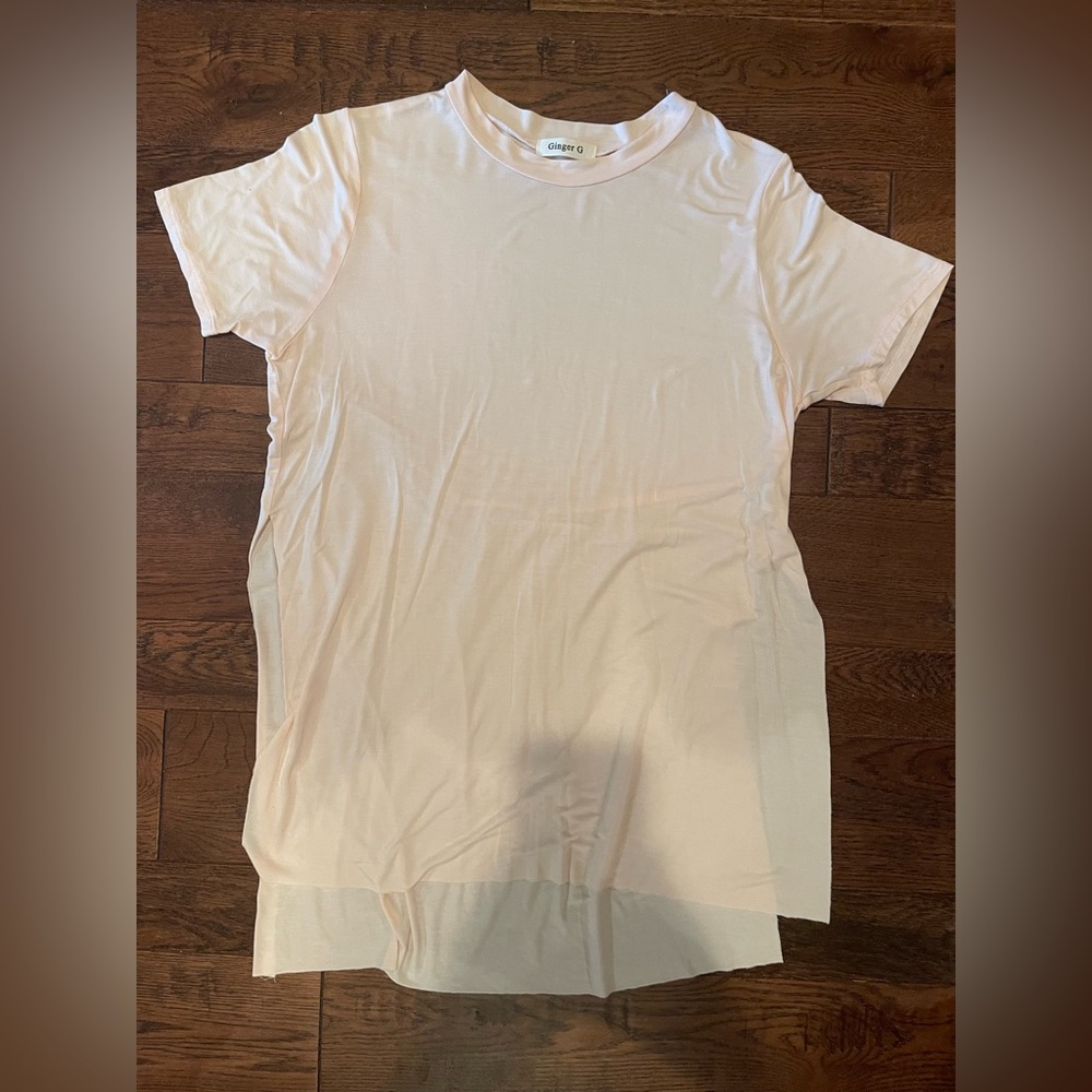 Ginger G, size small, blush pink, rayon and spandex.